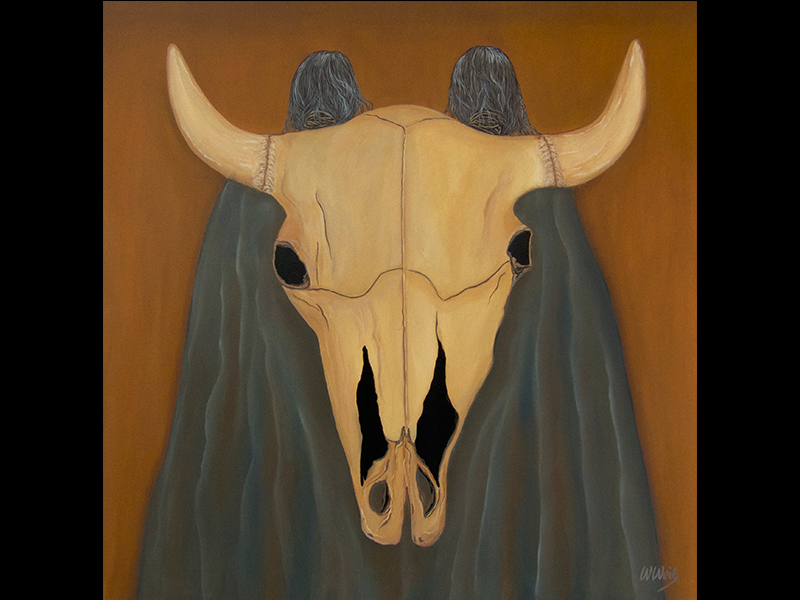 Bison Skull, 2019, Acryl 70 x 70 cm