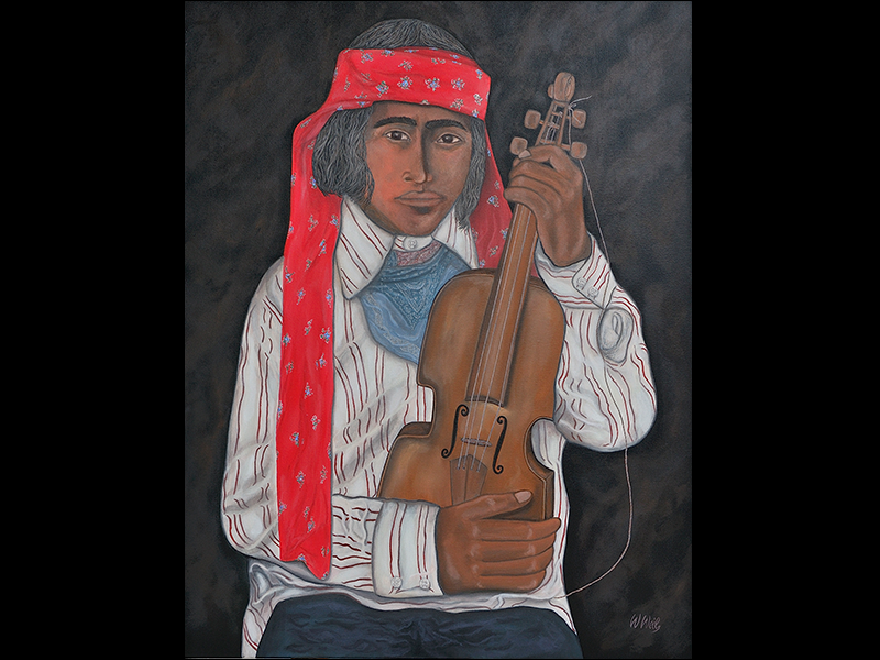 Boy with Fiddle, 2015, Acryl 70 x 70 cm